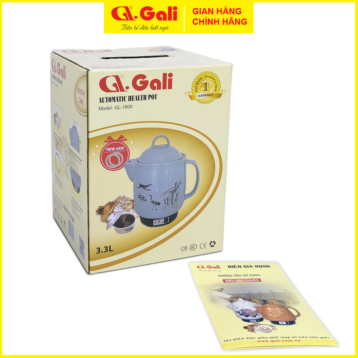 Ấm Sắc Thuốc Gali GL-1802 GL-1800 GL-1801 GL-1821 GL-1822 GL-1805 GL-1815. Dung tích 3,3L-4L, đa chức năng nấu các loại thuốc Bắc, Nam, Thảo Dược,... thân bằng gốm sứ cao cấp chịu nhiệt tốt. Bảo hành chính hãng. Siêu Sắc Thuốc, Ấm Nấu Thuốc