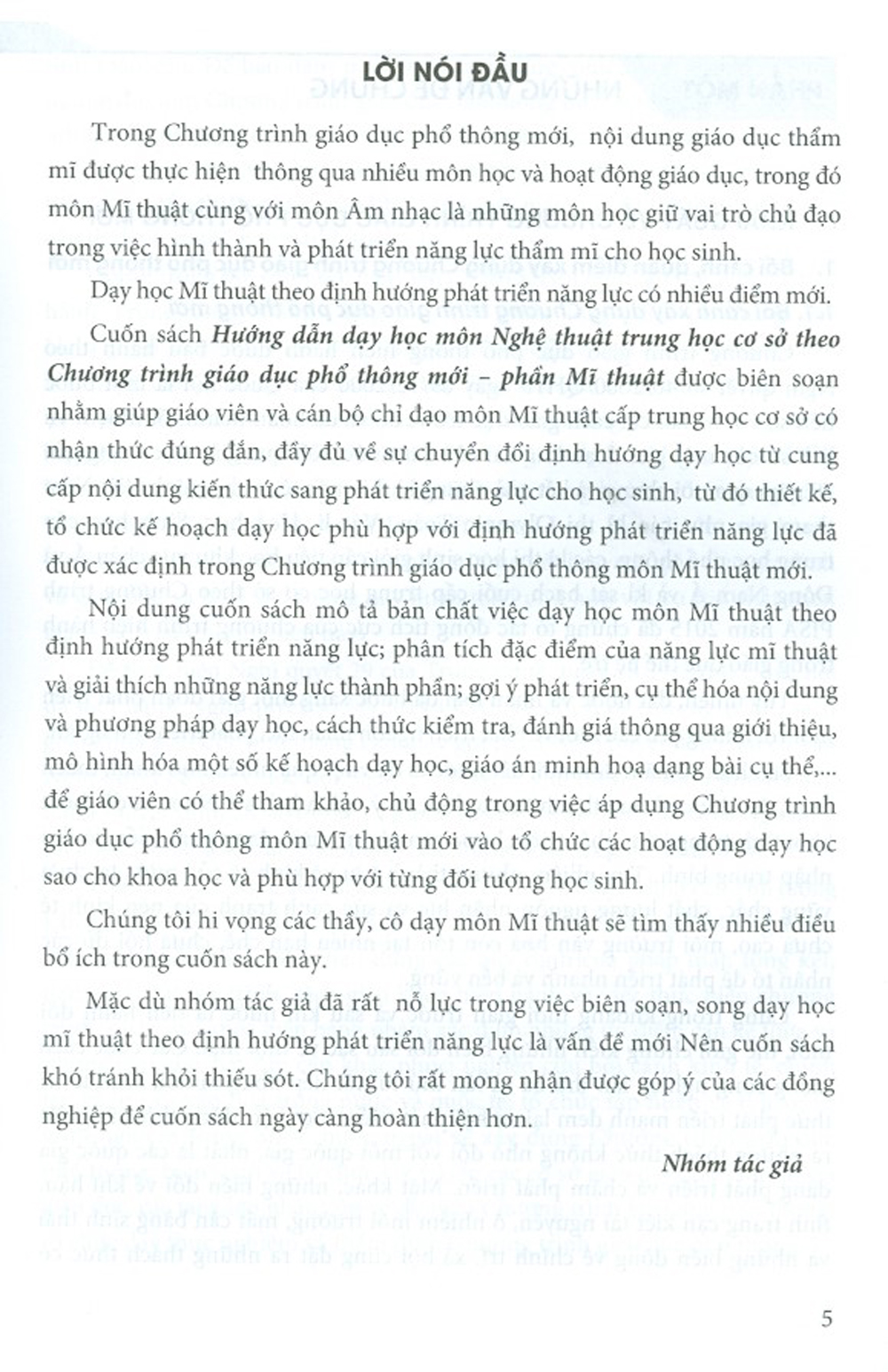 Hướng Dẫn Dạy Học Môn Nghệ Thuật Trung Học Cơ Sở Theo Chương Trình Giáo Dục Phổ Thông Mới - Phần Mĩ Thuật