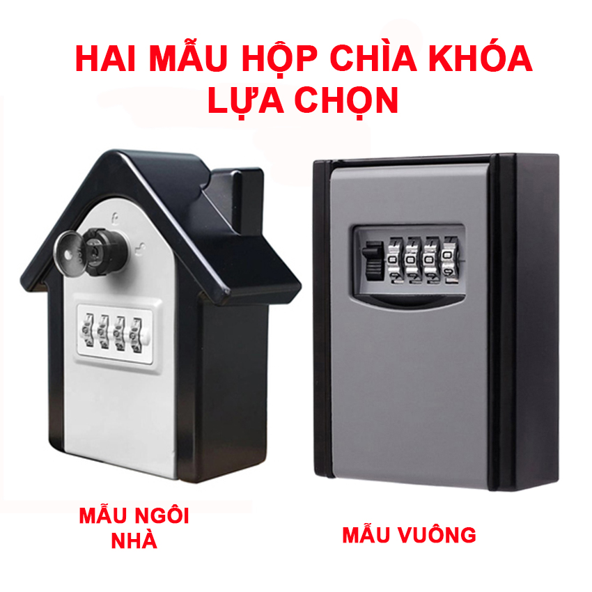 Hộp đựng chìa khóa mã số treo tường Hình ngôi nhà - Két sắt mini, dùng cho Homestay, lockbox, chung cư, cất giữ nữ trang, thẻ ATM - Chất liệu Thép không gỉ - Chính hãng NIKITA