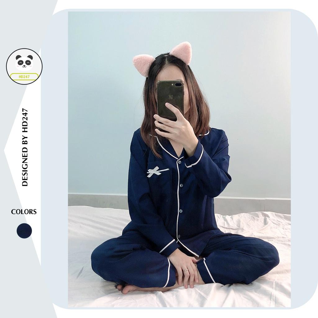 Bộ Pijama nữ mặc nhà họa tiết nơ dễ thương bộ mặc ngủ cute 0153