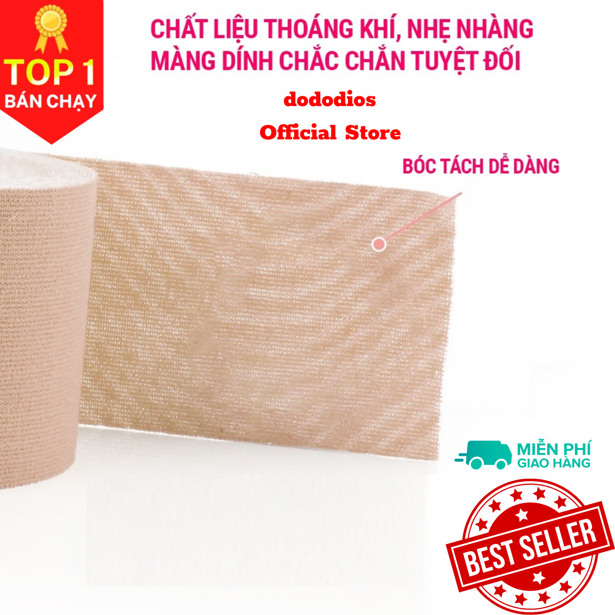 Băng keo dán cơ thể thao dododios chất liệu cao cấp chống chấn thương, bảo vệ trong quá trình tập gym, băng dán thể thao, băng dán cơ tay, băng dán cơ chân - Hàng chính hãng