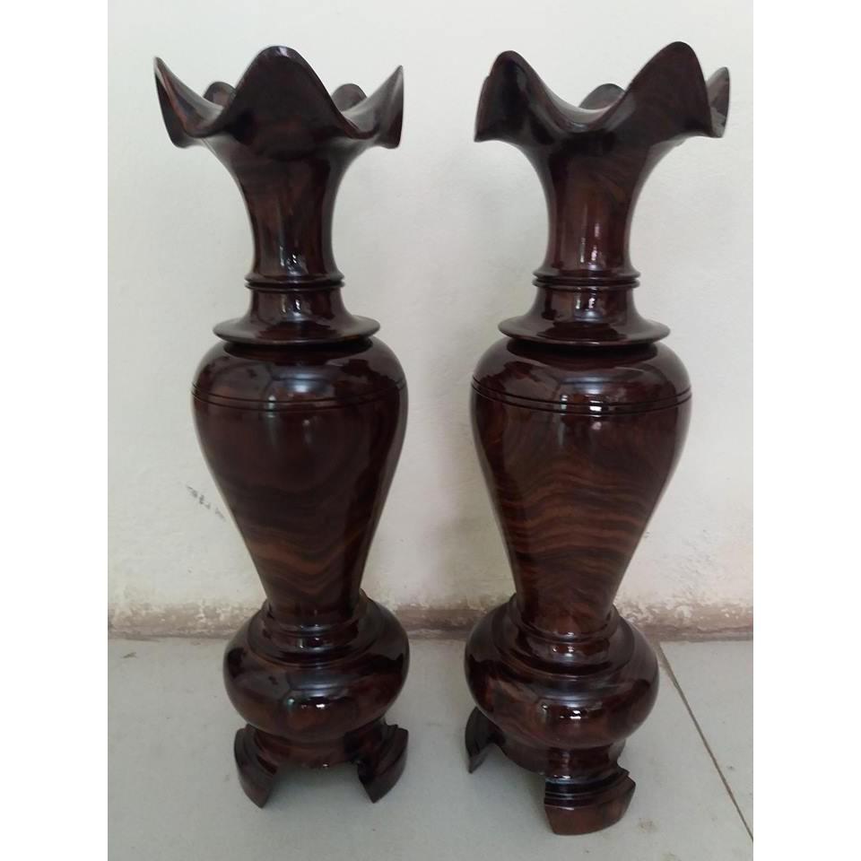 Binh lọ 1 đôi - gỗ chiu liu kích thước cao 48cmx15cm