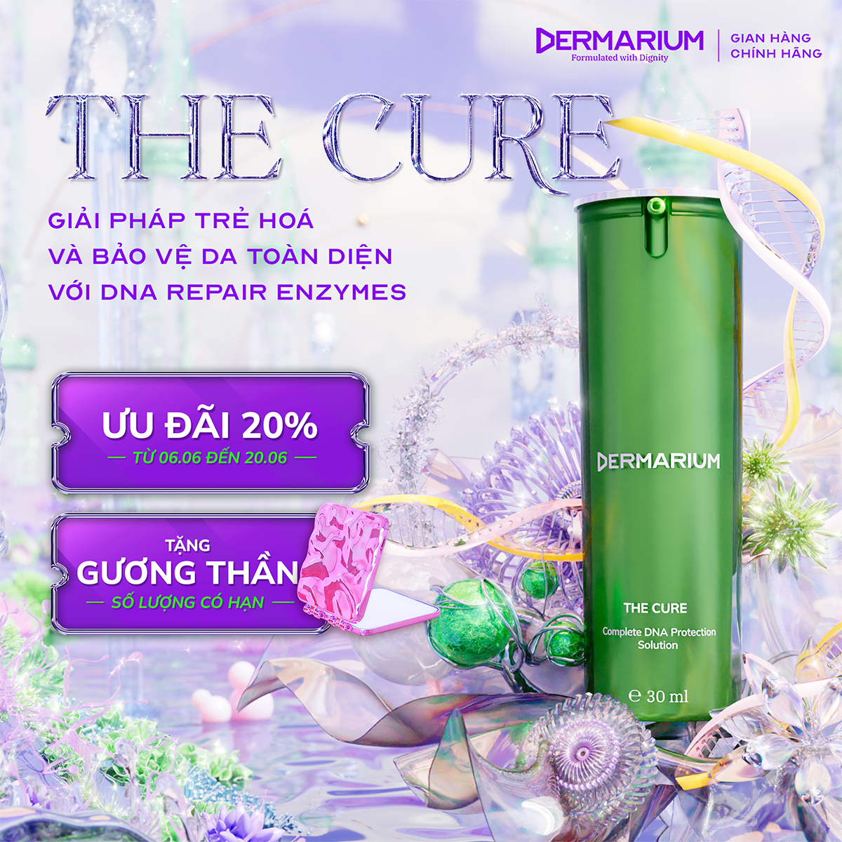 Dermarium The Cure - Tinh Chất DNA Repair Enzymes Trẻ Hoá &amp; Bảo Vệ Toàn Diện 30ml