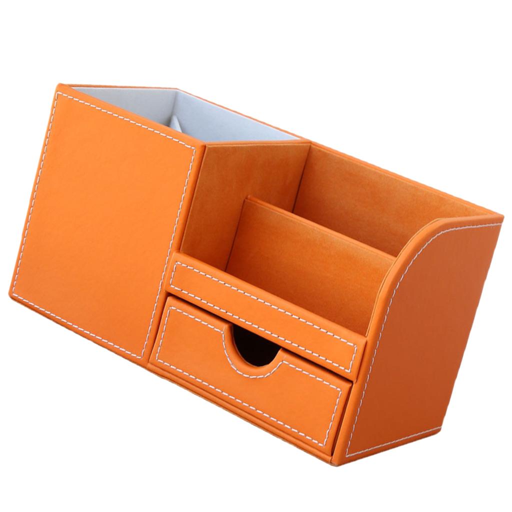 Multi-function PU Leather Desk Stationery Organizer Storage Box Pen/Pencil ,Cell phone, Business Name Cards Remote Control Holder