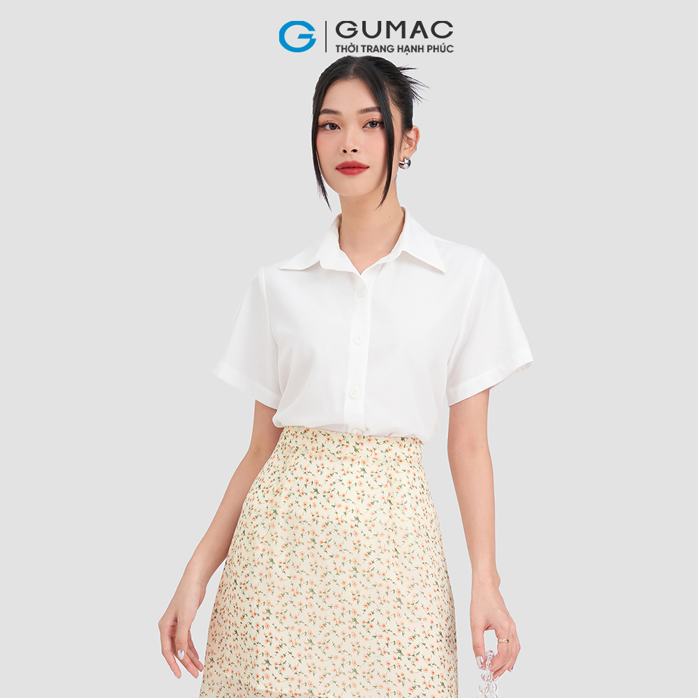 Áo sơ mi trắng tay ngắn cơ bản GUMAC AD03043