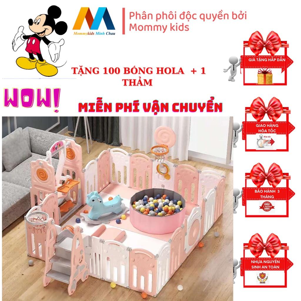 combo quây cũi MOMMYKID MINH CHÂU cầu trượt xích đu bóng rổ TẶNG THẢM 100 bónG, COMBO BÓNG RỔ