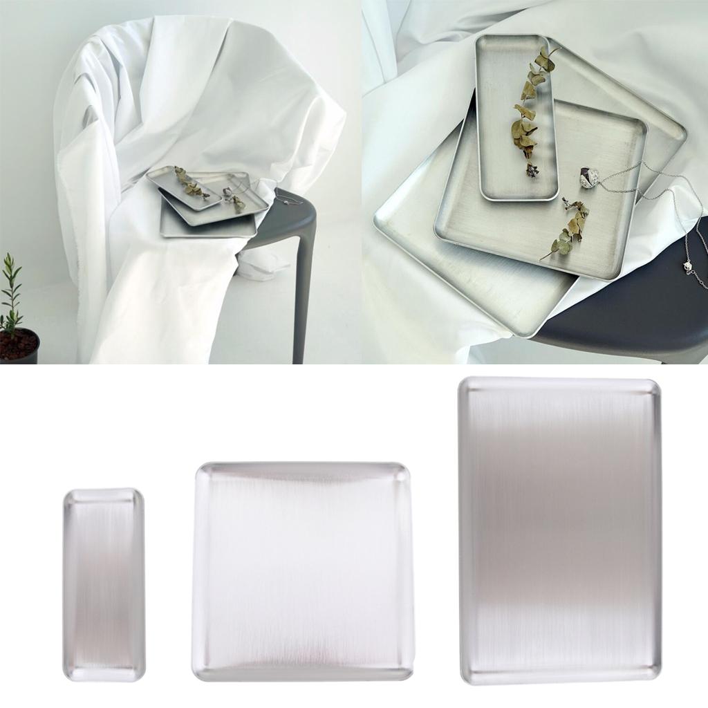 Aluminum Rectangular Serving Platter Breakfast Tray for Food Coffee Tea S