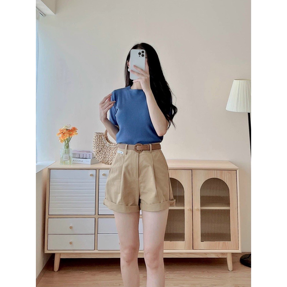 Áo Len Tăm Thời Trang Nữ Cổ Tròn Ngắn Tay Hàng Quảng Châu Co Giãn Siêu Đẹp