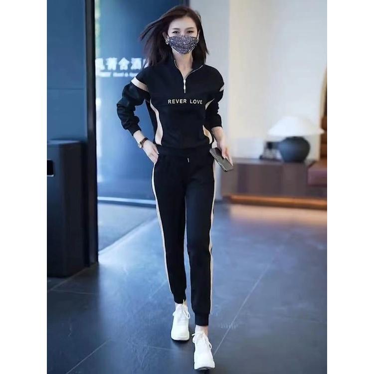 Bộ Đồ Thể Thao Áo Sweater Cổ Đứng Dáng Rộng Kiểu Hàn Quốc Thời Trang Mùa Thu 2022 Cho Nữ