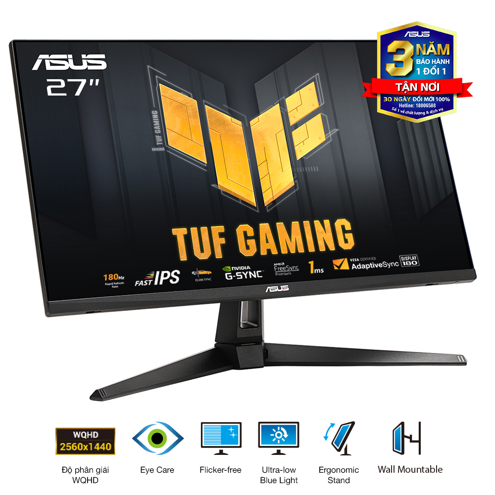 Màn hình Gaming ASUS TUF VG27AQ3A 27 inch Fast IPS 2K 180Hz Gsync - Hàng Chính Hãng