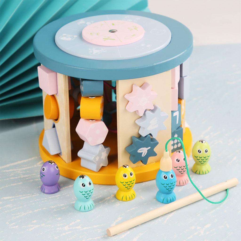 Wooden Bead Maze Shape Sorter Zipper Learning Activity Blocks for