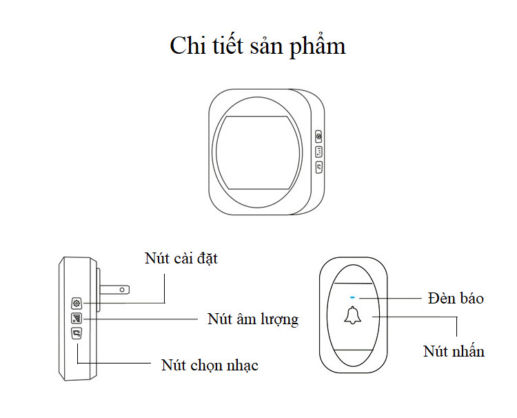 Chuông cửa, chuông báo khách sang trọng, thông minh tích hợp hiển thị nhiệt độ, chống nước, chống bụi M195W ( TẶNG 04 NÚT KẸP ĐA NĂNG NGẪU NHIÊN )