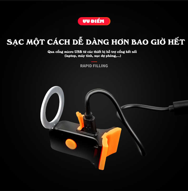 Đèn Đuôi Xe Đạp Cảnh Báo Phía Sau Cho Xe đạp Sạc Điện USB Chống Nước Trang Trí