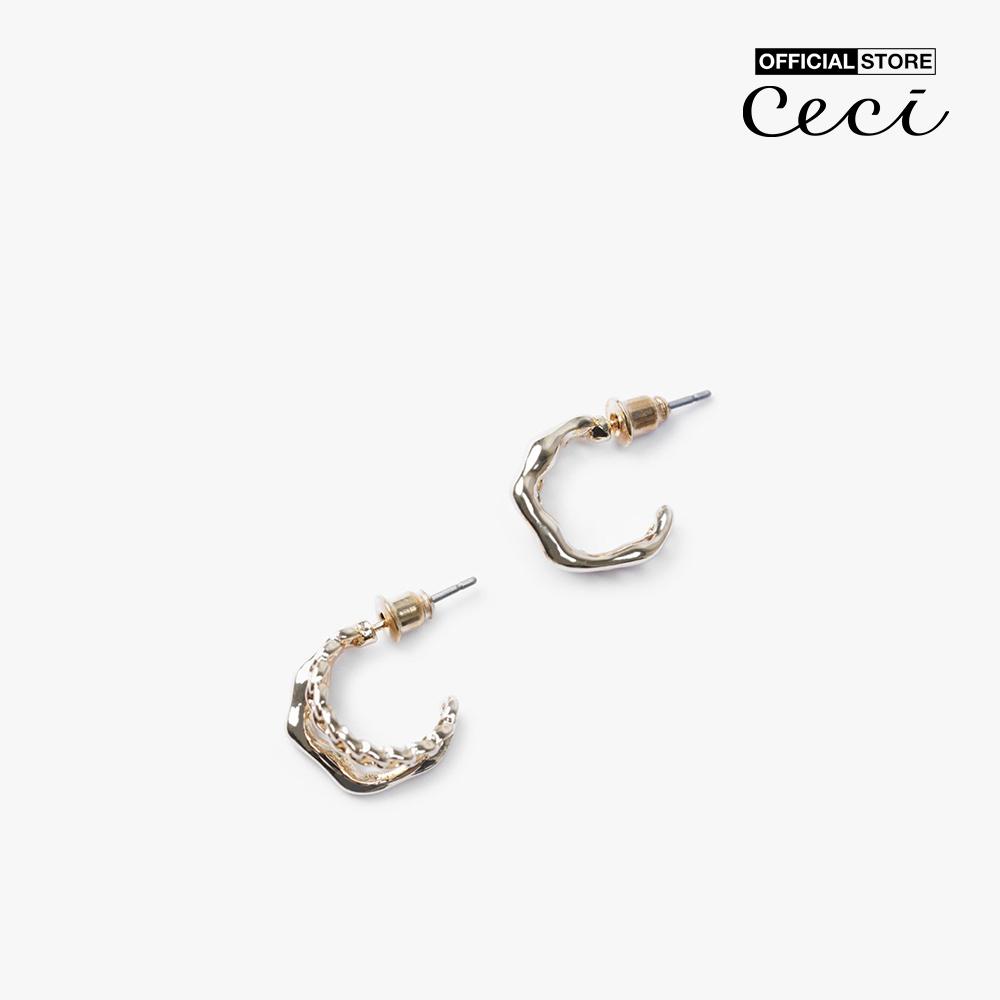 CECI - Khuyên tai nữ dạng hở phối thiết kế chuỗi xích độc đáo CC1-01000057-27