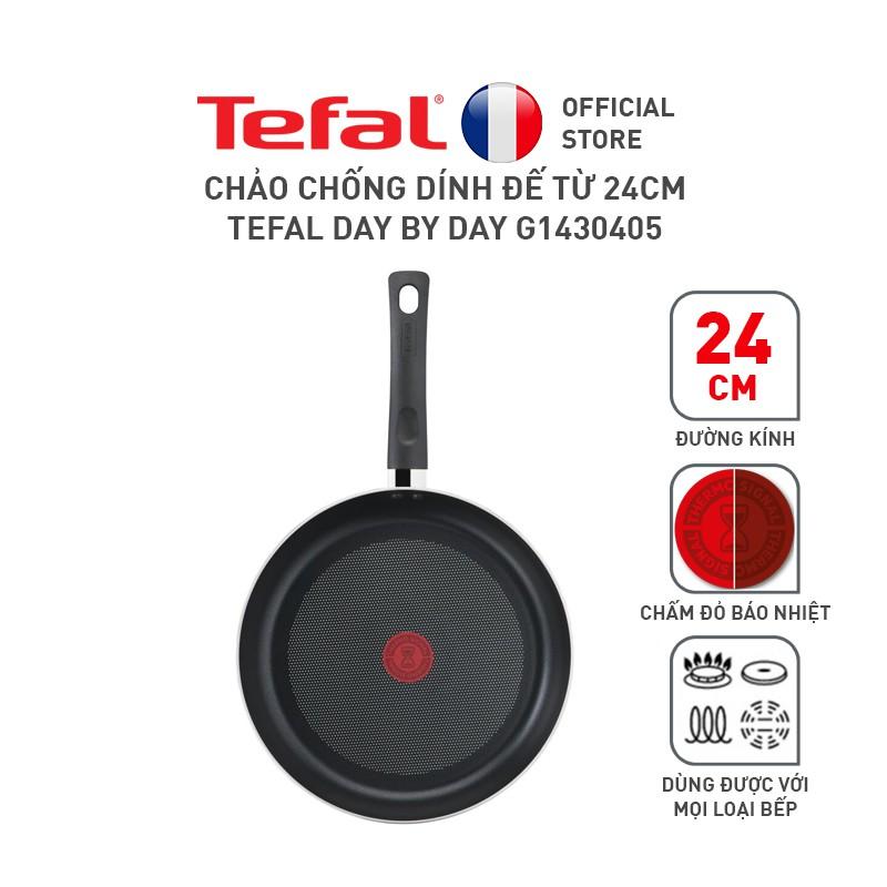 Chảo chiên chống dính đáy từ Tefal Day by Day 24cm, dùng cho mọi loại bếp- Hàng chính hãng