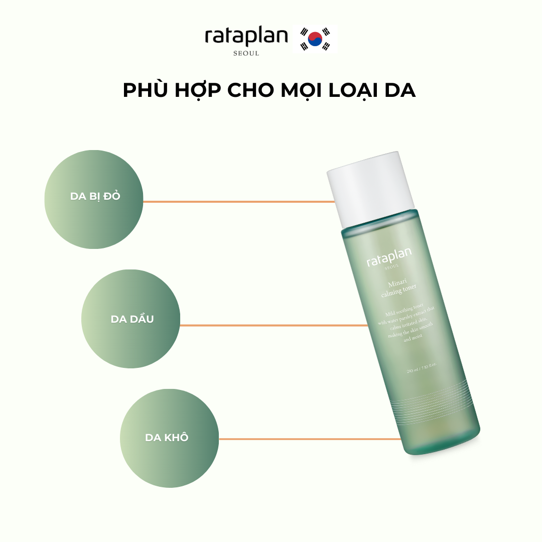 Toner dưỡng ẩm Minari RATAPLAN dịu nhẹ cấp ẩm, phục hồi và cải thiện đàn hồi da 210ml