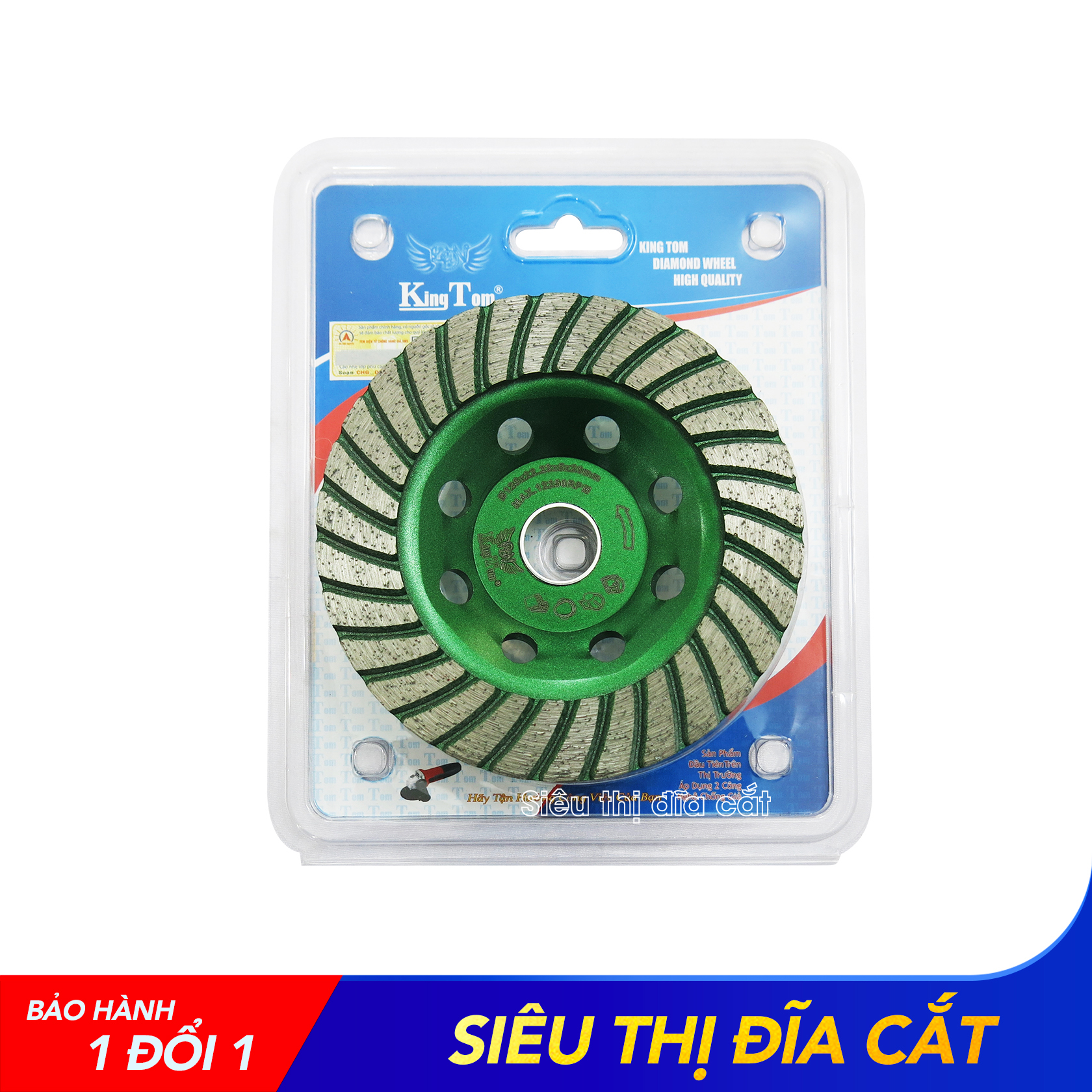 Chén Mài 125mm KingTom Xanh Khô - Mài Bê Tông, Đá Cứng