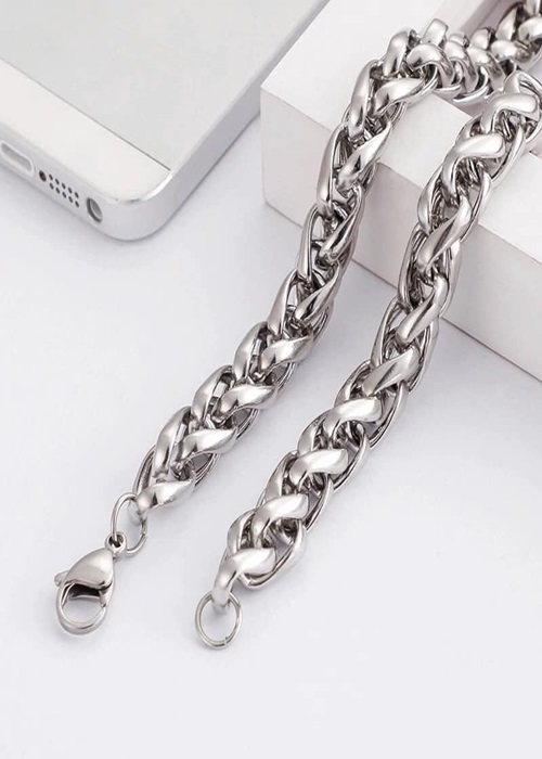 Lắc tay nam titan bản to dày 6mm mắc xích cực chất LT15