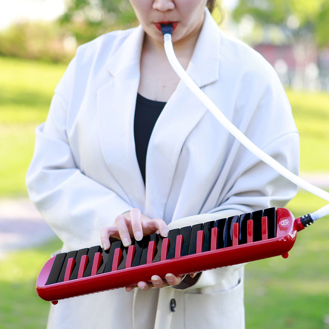 Kèn Melodion, Melodica, Pianica - Mbat KF-32 - Kèn 32 phím cao cấp, túi hộp EVA, nhựa ABS an toàn, màu đỏ - Hàng chính hãng