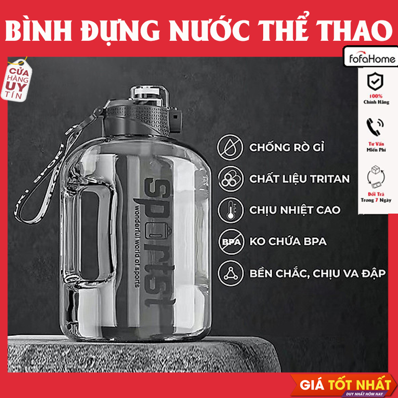 Bình Đựng Nước Chịu Nhiệt Độ Cao 1.7L Và 2.7L Dáng Thể Thao Có Tay Cầm Phong Cách Trẻ Trung Bằng Nhựa