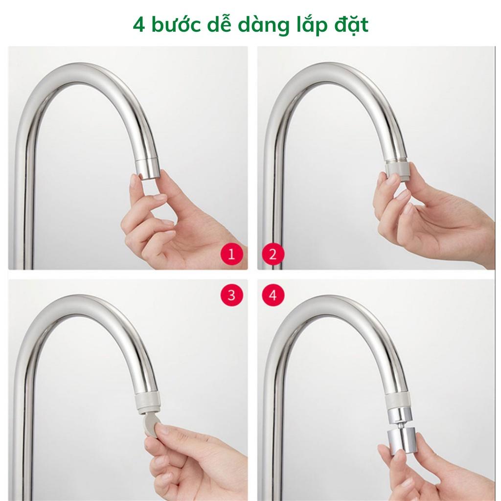 Đầu nối vòi nước rửa chén, rửa mặt tăng áp, xoay 360 độ Waternymph N23, tạo bọt, chống bắn hai chế độ phun tiện ích (tặng bộ ren 6 món)