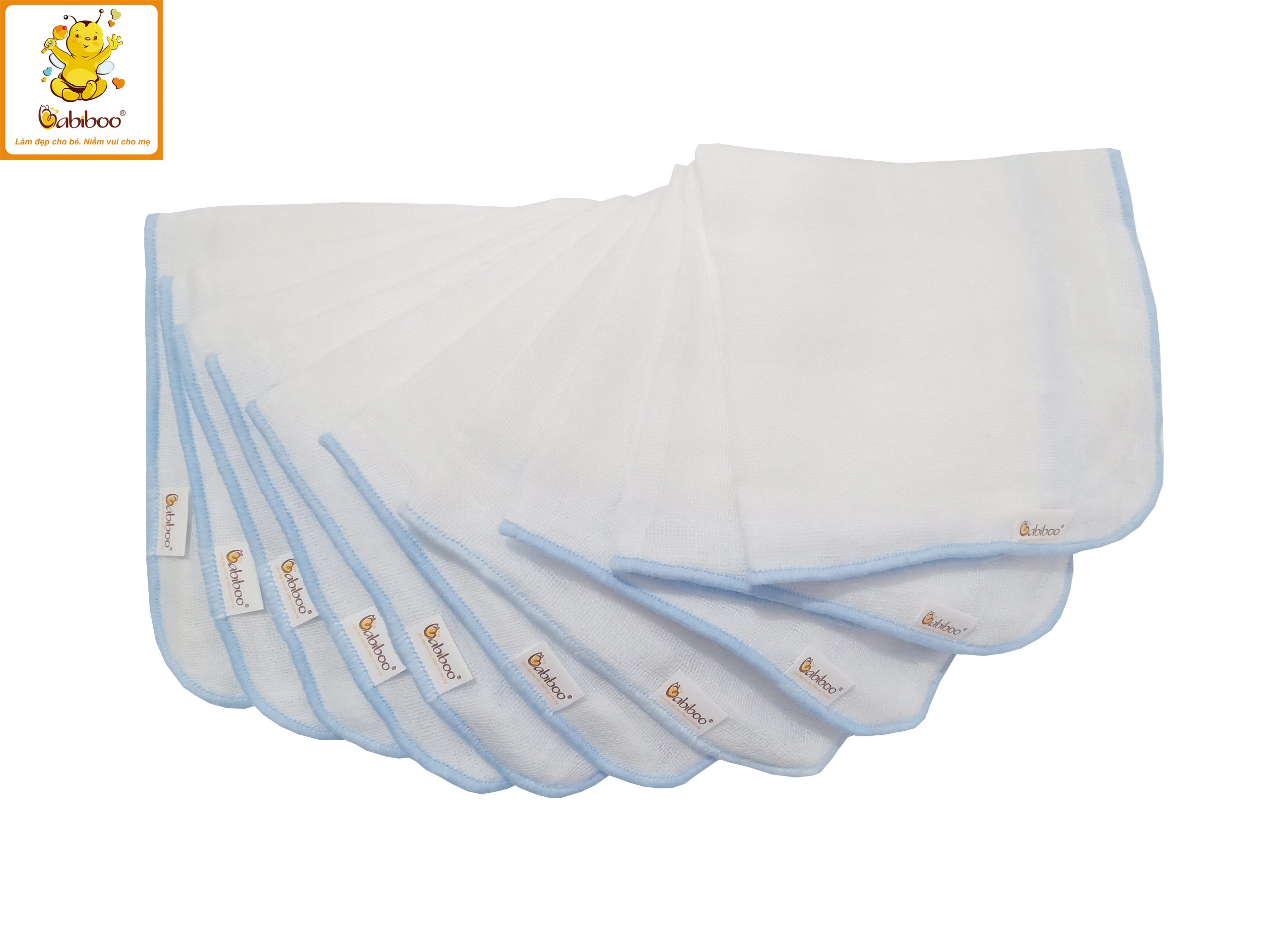 Khăn sữa cho bé Babiboo khăn gạc Nhật 4 lớp set 10/cái - BK02