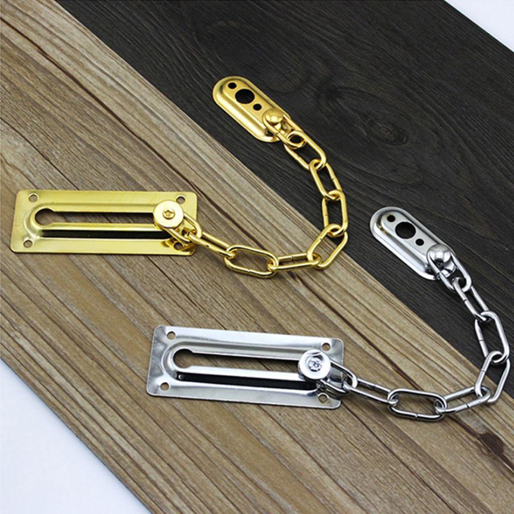 2X Stainless Steel Door Chain Guard Lock Slide Bolt for Home Security Golden