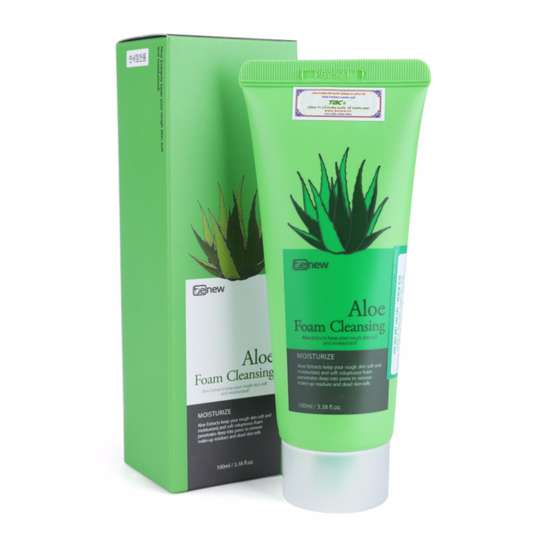 Sữa Rửa Mặt Dưỡng Ẩm Trắng Sáng Da Cao Cấp Hàn Quốc Benew Aloe Foam Cleansing Tinh Chất Lô Hội (100ml) – Hàng Chính Hãng