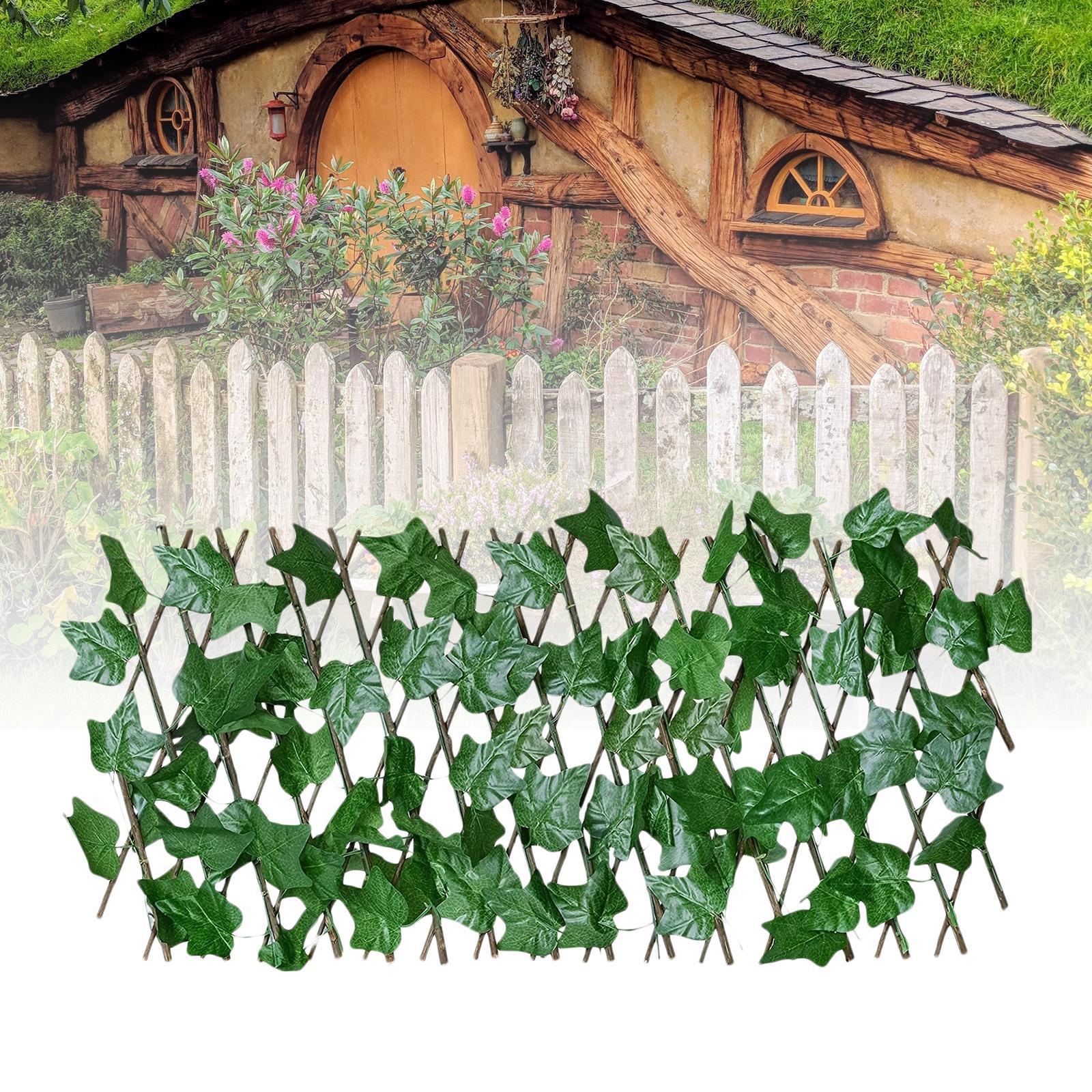 Artificial Faux Privacy Fence, Faux Ivy Fencing Panel, Artificial Hedges Expandable/Stretchable Artificial Leaf Ivy Privacy Fence for Backyard