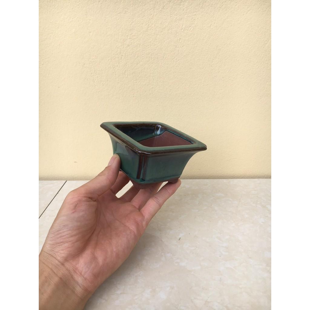 Chậu bonsai vuông mini men hỏa biến gốm Bát tràng 1 size BM-13