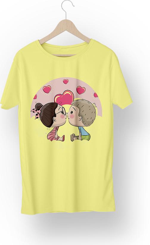 Áo Thun Couple Unisex ATLAN Form Rộng Hàn Quốc Mã TKA1 Màu Vàng Nhạt - XS - XL