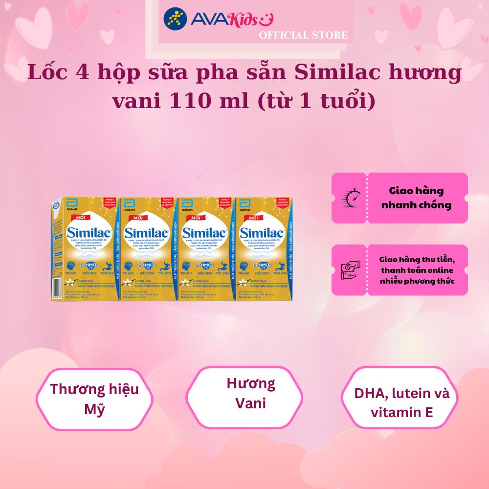 Lốc 4 hộp sữa pha sẵn Similac hương vani 110 ml (từ 1 tuổi)