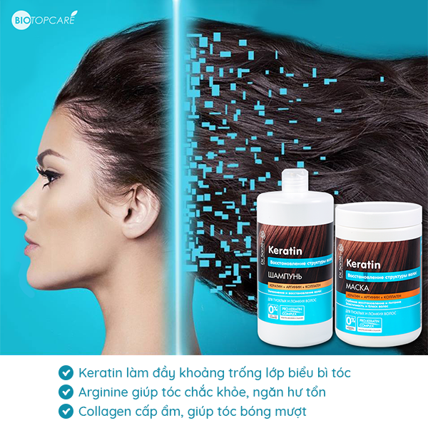 Kem ủ xả phục hồi cấu trúc tóc Dr. Sante Keratin 1000ml