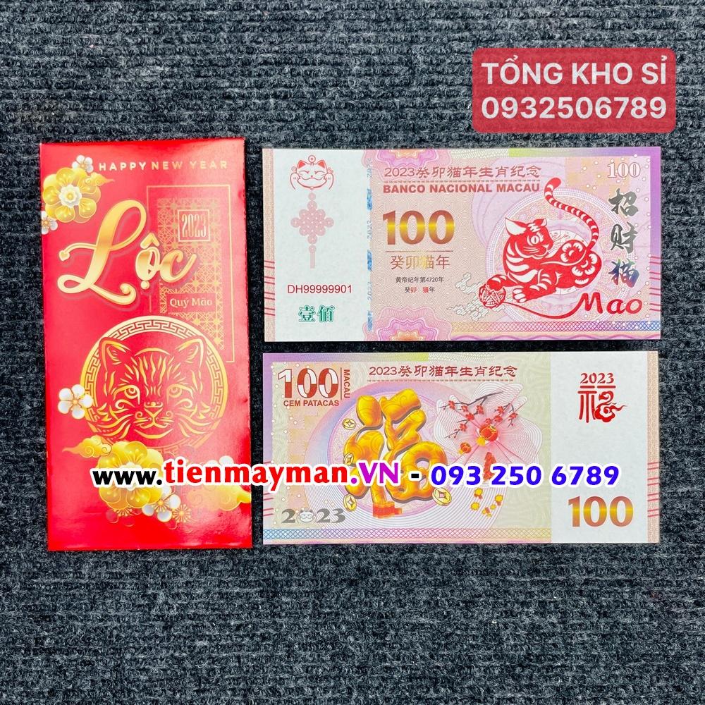 TỆP 100 Tờ Macao hình con Mèo lưu niệm lì xì tết Quý Mão , tặng bao lì xì