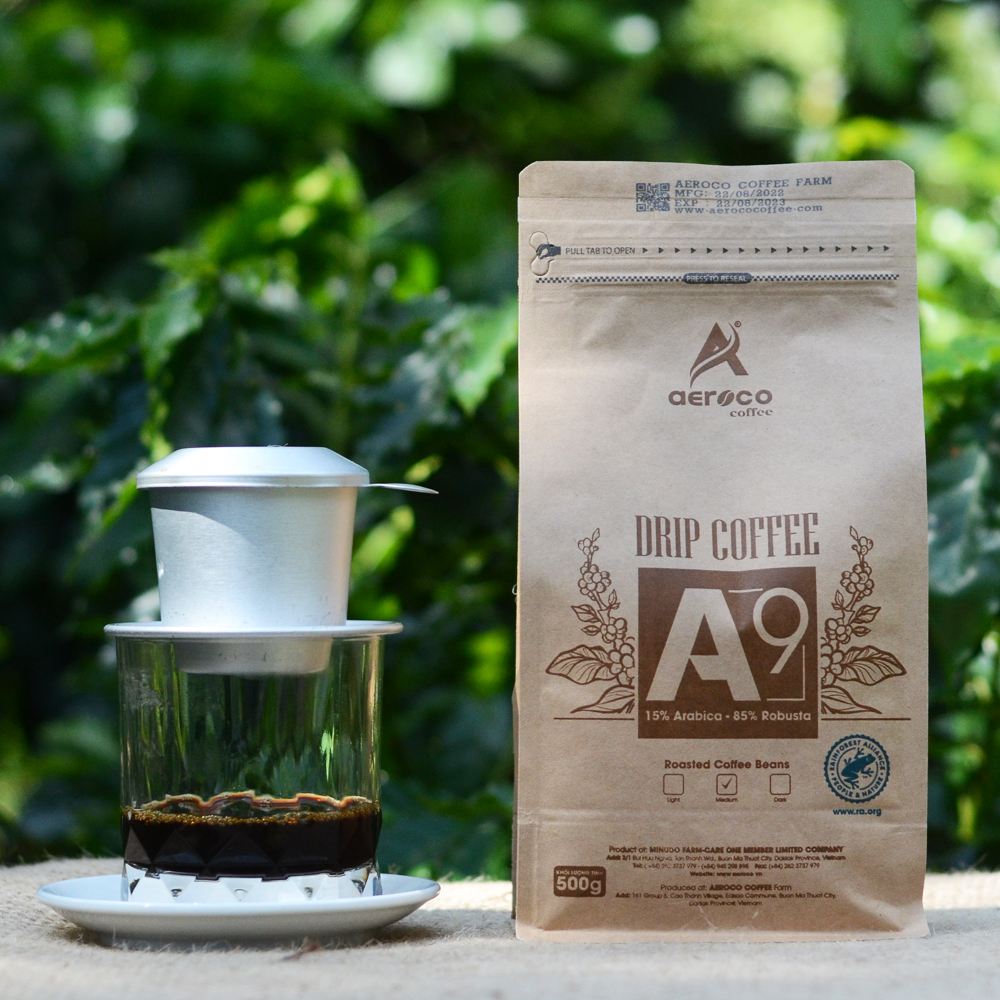 Cà phê đặc sản hạt rang CHƯA XAY - PHA PHIN A9 AEROCO COFFEE nguyên chất 100%, cà phê rang mộc hậu vị ngọt thơm.