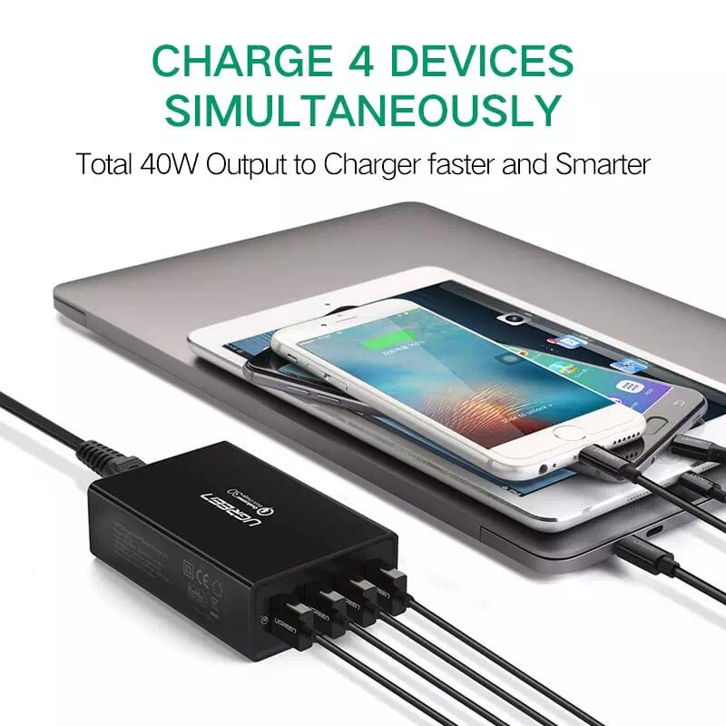 Ugreen UG30598CD102TK 1.5 Màu Đen Sạc nhanh chuẩn 3.0 Quick Charge 4 cổng usb qc3.0 - HÀNG CHÍNH HÃNG