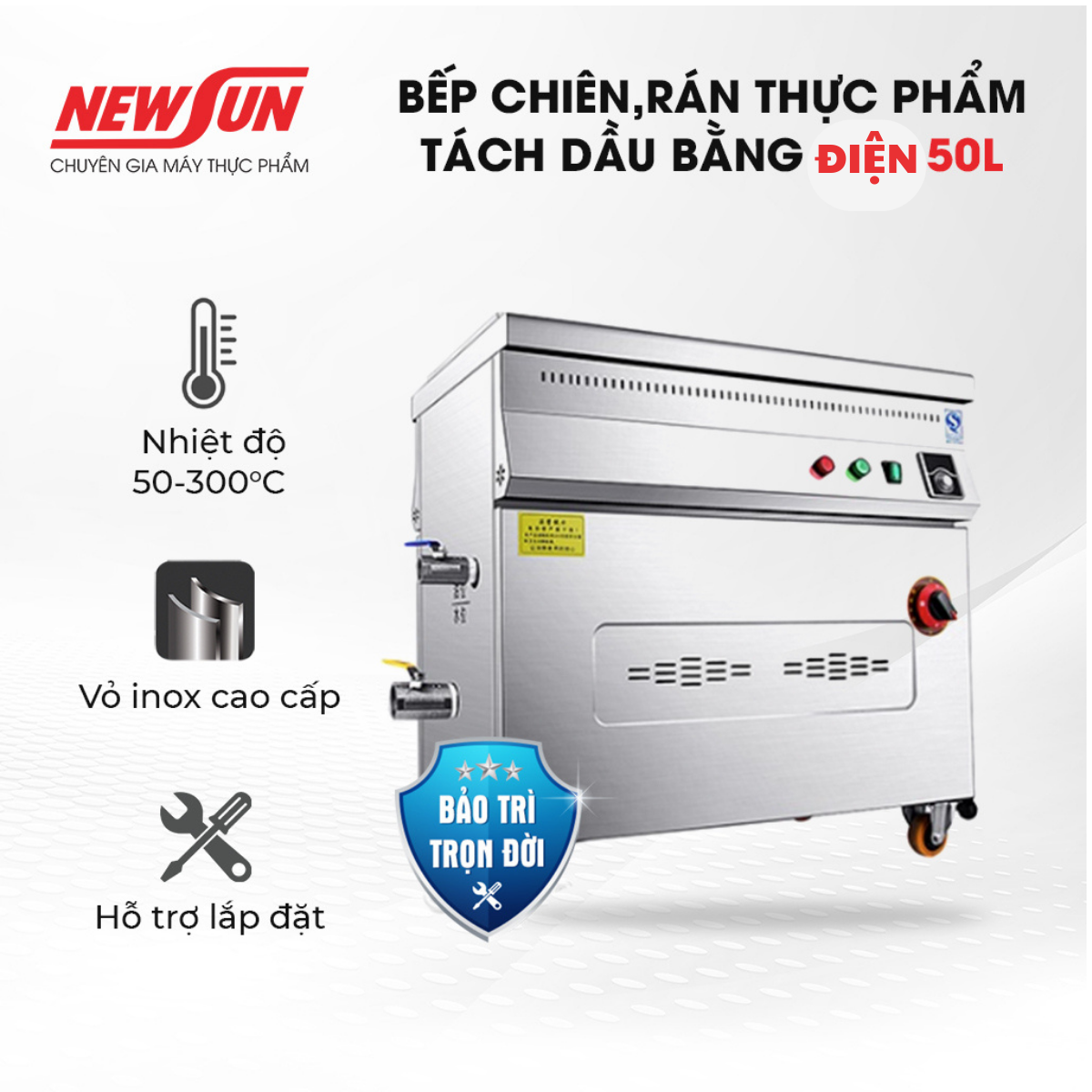 Bếp Chiên,Rán Thực Phẩm Tách Dầu Bằng Điện 50L NEWUSN - Dùng Cho Nhà Hàng, Khách Sạn, Chiên Số Lượng Lớn - Hàng Chính Hãng