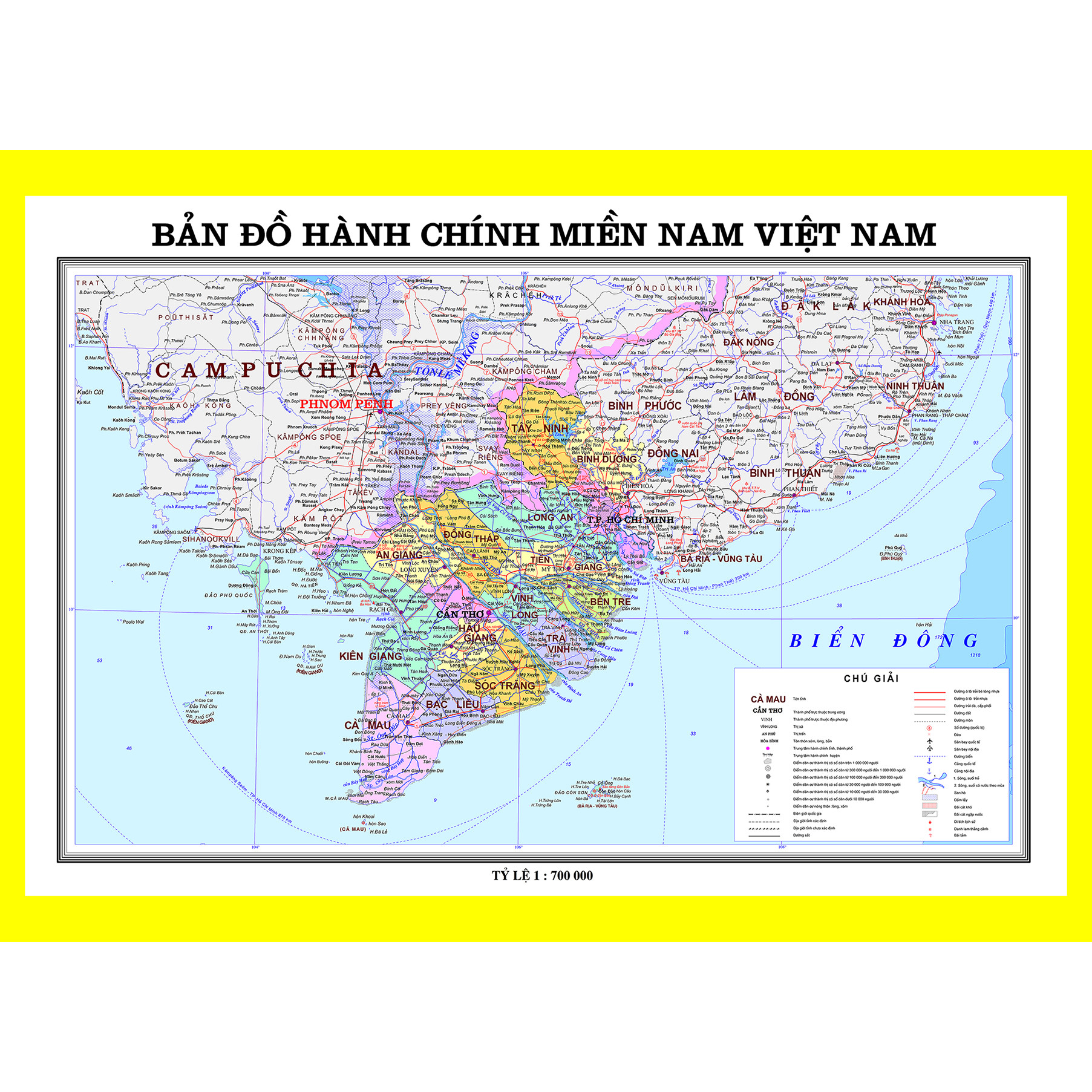 Bản đồ hành chính miền Nam Việt Nam - Khổ A0 -  Tờ rời