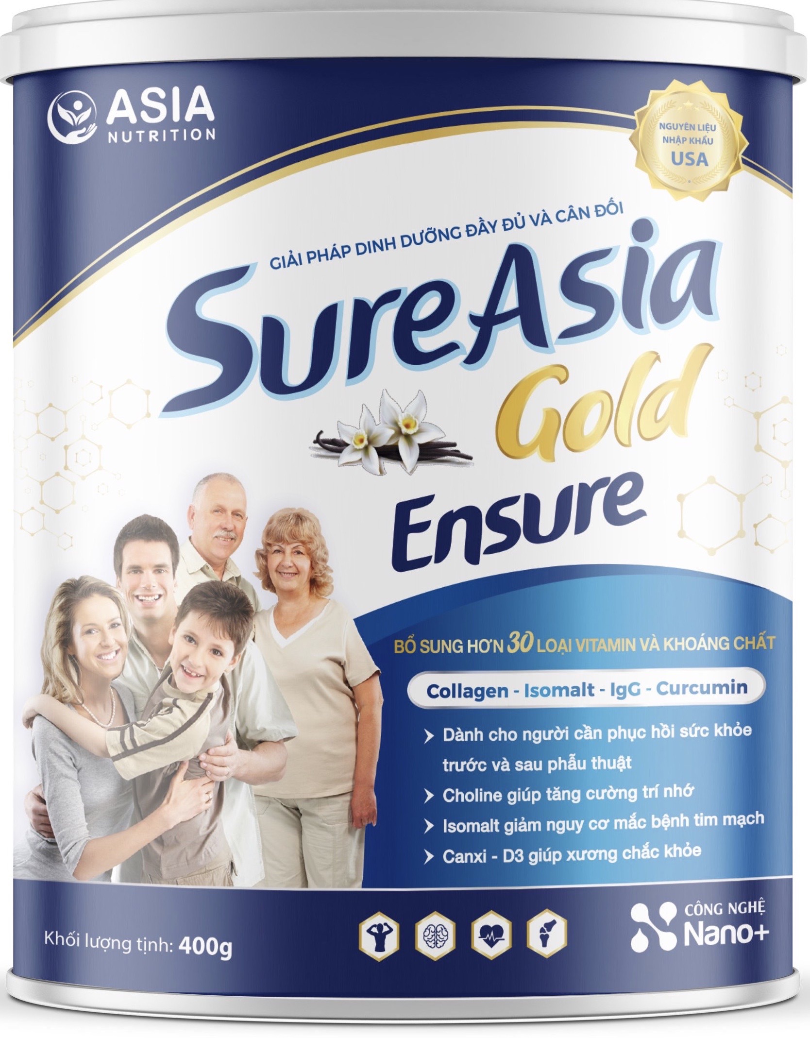 Sữa bột Sure Asia Gold En sure 900g thượng hạng nguyên liệu nhập khẩu từ Hoa Kỳ cao cấp