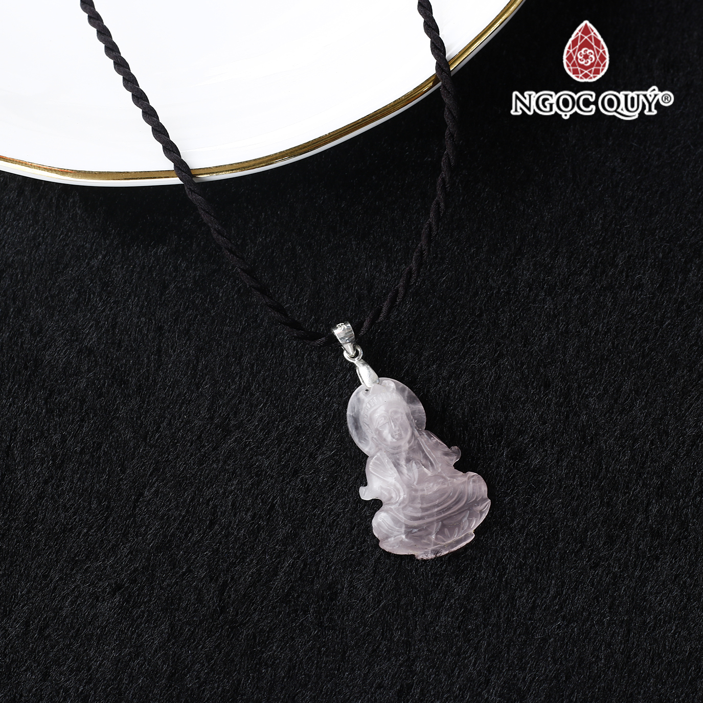 Mặt dây chuyền phật đá đá thạch anh hồng 27x17mm mệnh hỏa, thổ - Ngọc Quý Gemstones