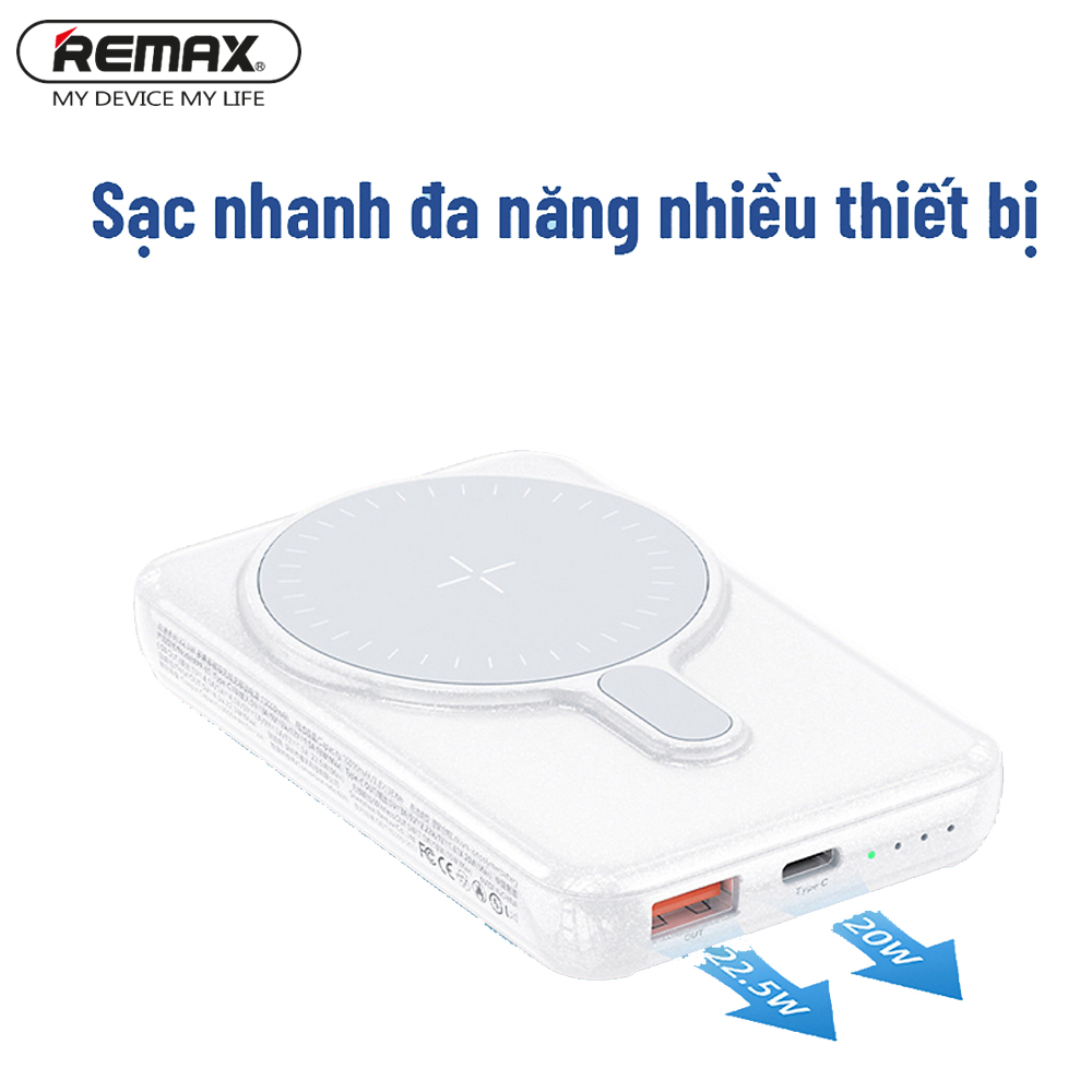 Sạc dự phòng không dây từ tính Remax RPP-85 kèm giá đỡ dung lượng 10000mAh - Hàng chính hãng