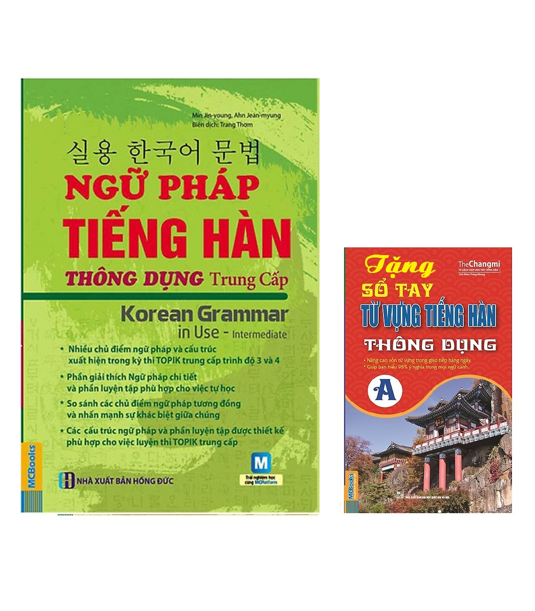 Combo 2 Cuốn Làm Chủ Ngữ Pháp Tiếng Hàn Trung Cấp+Ngữ Pháp Tiếng Hàn Thông Dụng Trung Cấp Tặng Cuốn sổ tay từ vựng tiếng hàn trình độ A và Video 6000 từ vựng tiếng Hàn Quốc thông dụng qua hình ảnh - Learn Korean Vocabulary by image