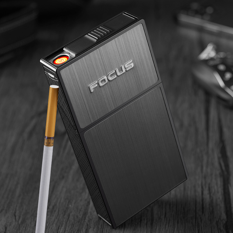 Bật lửa điện kiêm hộp đựng thuốc 20Đ dài slim YH090