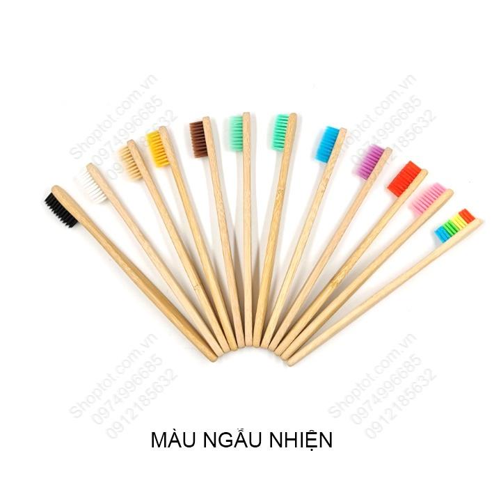 Bàn chải đánh răng bằng tre tự nhiên cho người lớn, bộ 5 cái hoặc 10 cái tùy chọn