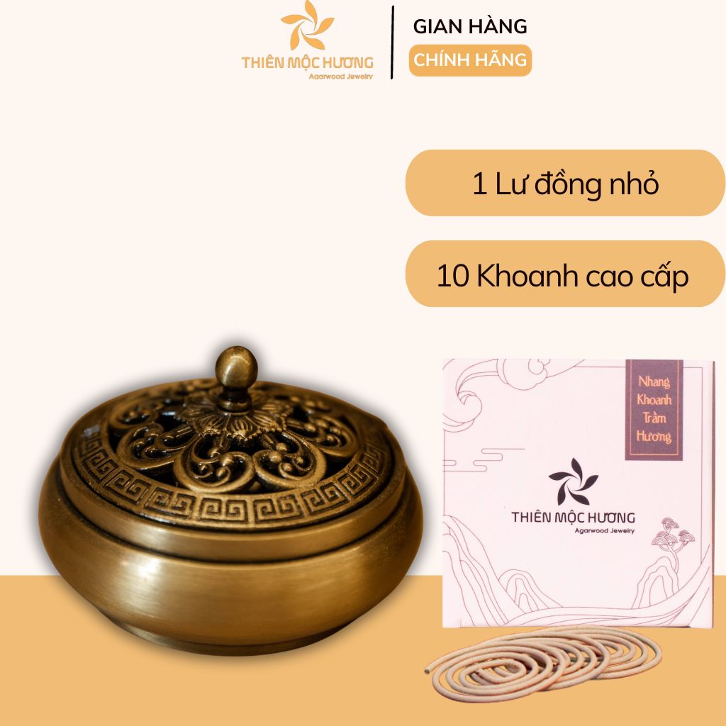 Combo nhang khoanh trầm hương cao cấp Thiên Mộc Hương hộp 40 nụ hương trầm xông thơm nhà, văn phòng