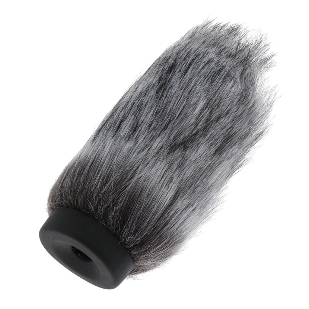 Black Gray Interview Microphone Windscreen Furry Mic Cover