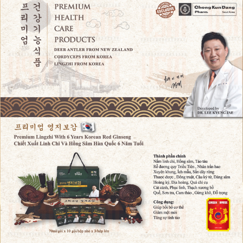 Ginseng House - Chiết Xuất Linh Chi Và Hồng Sâm Hàn Quốc 6 Năm Tuổi - Hộp 30 gói