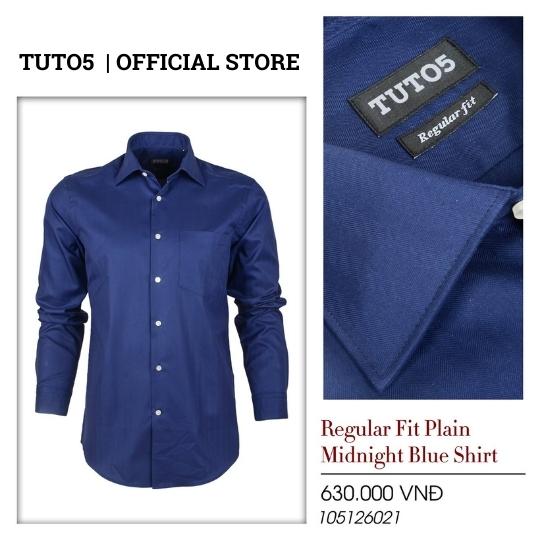Hình ảnh Áo sơ mi công sở trung niên nam TUTO5 Menswear dài tay trơn Regular Fit Plain Midnight Blue Shirt cotton chống nhăn cao cấp phong cách trẻ trung, nam tính xanh 105126021