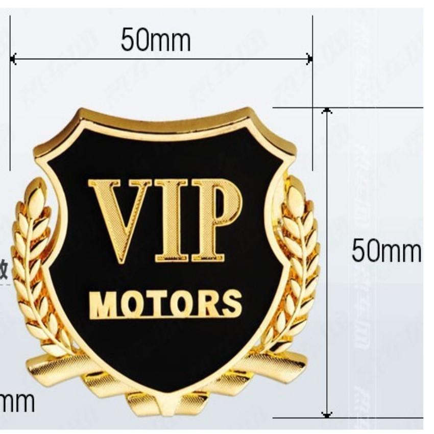 Logo xe Ô tô VIP MOTORS bông lúa,tặng khăn lau đa năng 206277