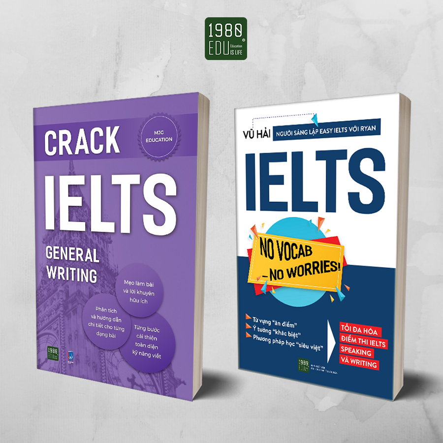 Combo 2 cuốn: Crack Ielts general writing + IELTS No Vocab - No Worries!